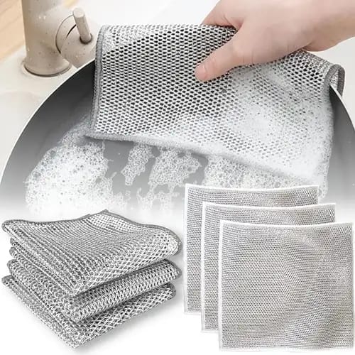 Durable Wire Dish Washing Cleaning Cloth – Heavy-Duty Scrubbing Rugs for Kitchen Dishes, Utensils & Cookware - Pack Of 10