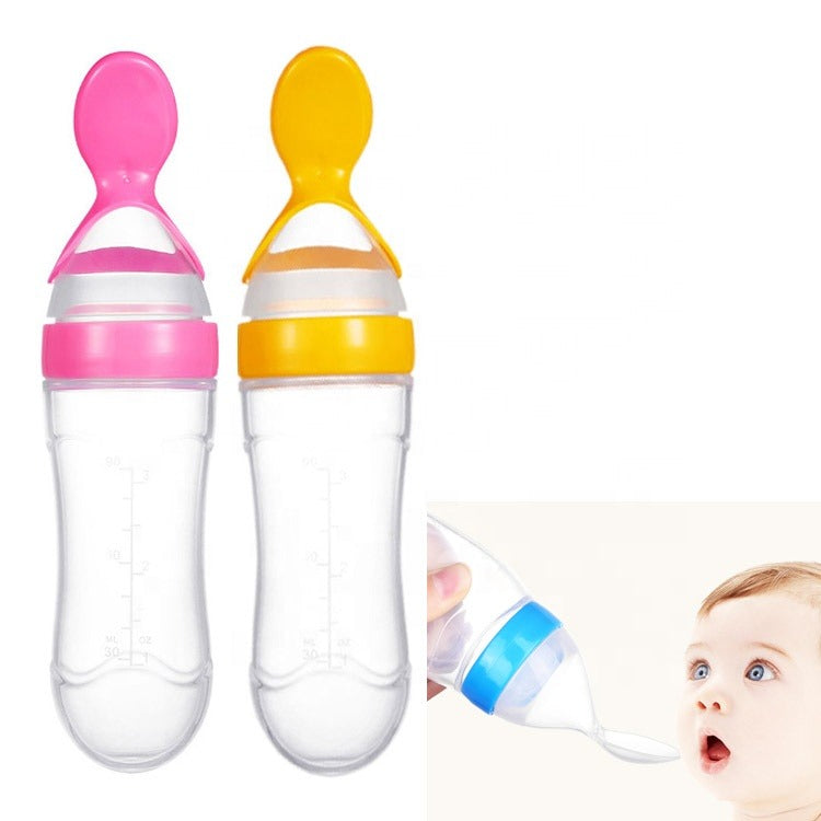 Baby Spoon Feeder | 90ml Silicone Feeding Bottle with Spoon