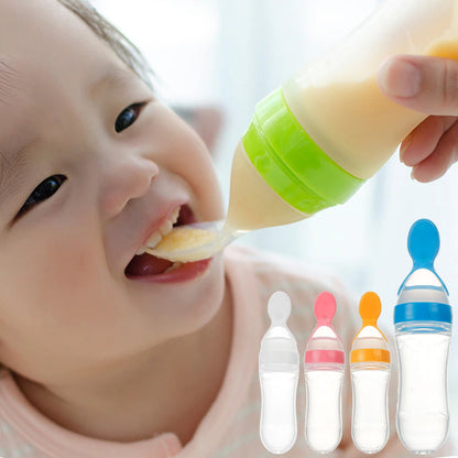 Baby Spoon Feeder | 90ml Silicone Feeding Bottle with Spoon